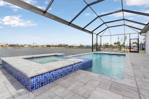 Private heated saltwater pool with stunning lake views
