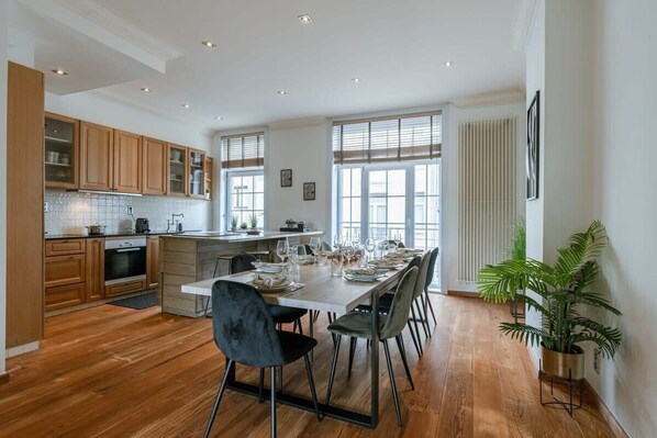 Authentic kitchen with seating area