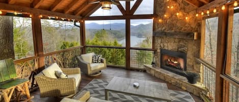 Stunning lake and mountain views from the gorgeous porch