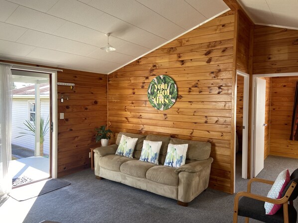 Open plan kitchen, dining and lounge, which flows onto front deck