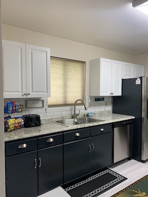 Kitchen with complimentary snacks