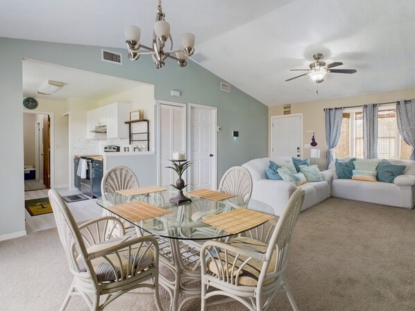 Open floor plan dining and living room 