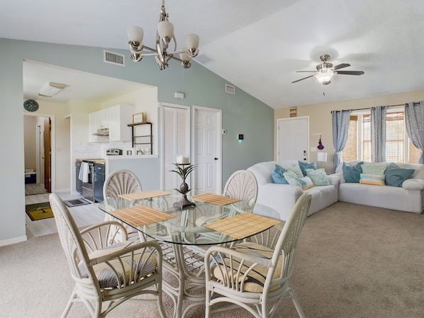 Open floor plan dining and living room
