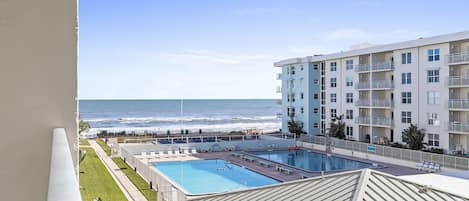 View of the Pool and Beach from Balcony