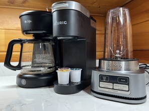 Get your morning started with a cup of coffee or a smoothie.
