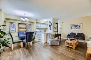 Step into modern elegance with our newly renovated home featuring stunning wood-like flooring.