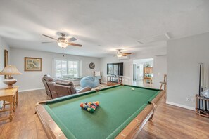 Furniture, Table, Indoors, Ceiling Fan, Pool Table