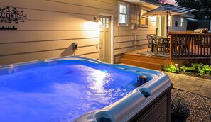 Relax in the hot tub after a long day of exploring. 