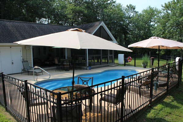 Pool deck and Pool House/Screened Porch