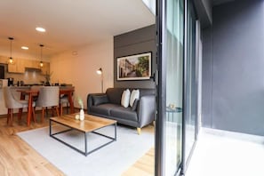 Living room with private balcony