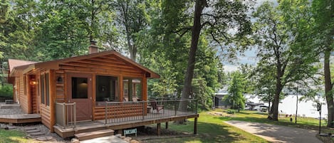 The main entrance of the home is the three season porch. 