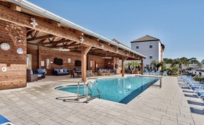 Refreshing 90 foot pool with a shaded pavilion, TVs to catch the big game & BBQs