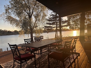 Immerse yourself in a lakeside sunset