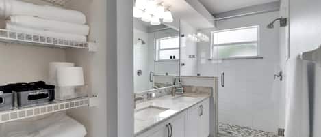 Private master bathroom. Double sink.