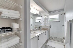 Private master bathroom. Double sink. Extra towels.