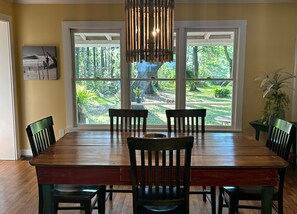 Dining room with beautiful view of front yard.