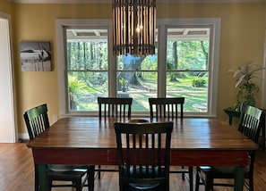 Dining room with beautiful view of front yard.