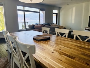 Large dining table with lake view 