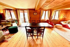 dinning table in large living room 