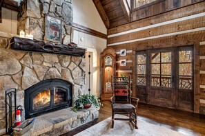 The 2-story wood-burning fireplace is a favorite hangout