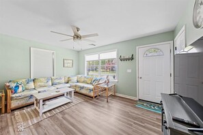 Beachy Flooring reminiscent of a stroll on the Boardwalk.