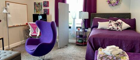 The most gorgeous purple studio room on the planet!