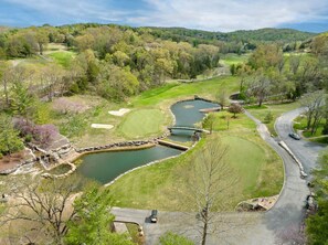 Aerial view of Ledgestone Golf Course from the Clubhouse area.