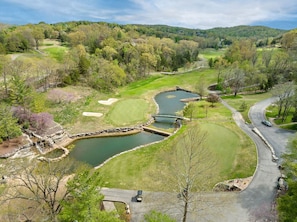 Aerial view of Ledgestone Golf Course from the Clubhouse area.