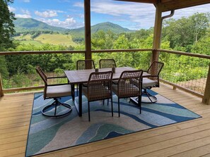 Outdoor dining table and view