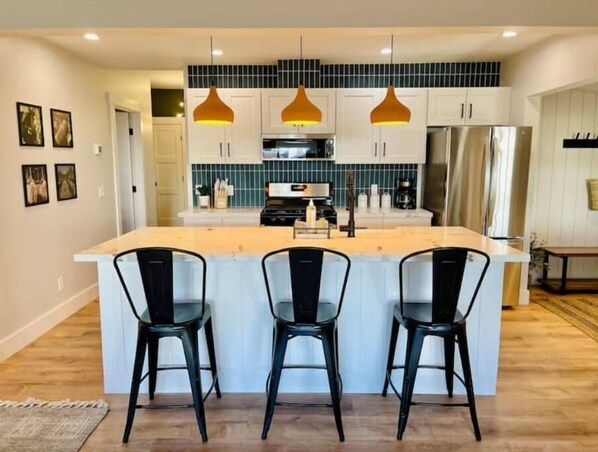 Beautifully remodeled kitchen with everything you need to prepare meals.