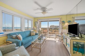 View of balcony from kitchen.