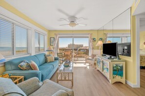 View of balcony from living room.