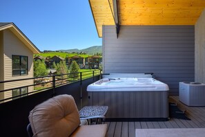 Mountain views from the bubbling hot tub