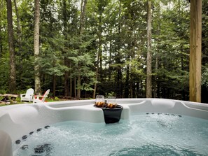 Unwind and relax in the private hot tub