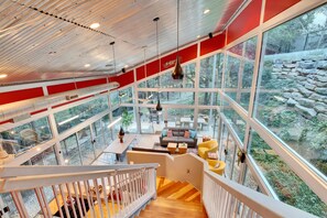 View from entrance overlooking living room. 