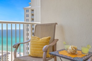 Balcony off the living room offers a beautiful gulf view.