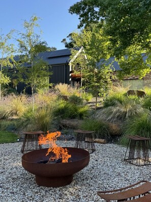 Firepit ready for enjoyment in the cooler months.