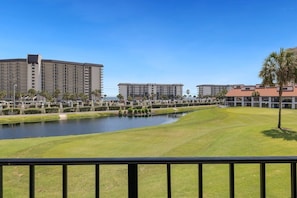 Situated on Hole #1 of the golf course with peek a boo views of the ocean. 