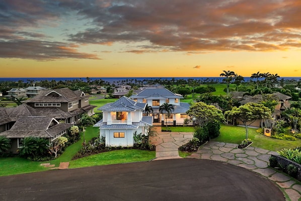 Front view of home with Ocean in the distance