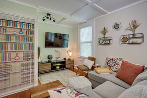 Put your feet up and watch a movie or binge your favorite shows on the 55" TV
