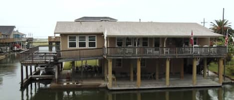 Massive deck space, boat slip available for guest use (not the boat though!)