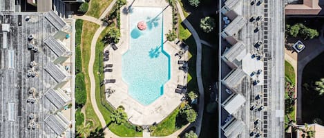 Overhead view of the pool your balcony looks at