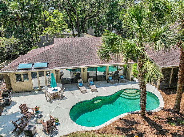 View of backyard oasis
