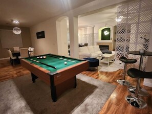 Hangout area with a pool table