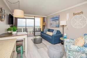 Enjoy the oceanfront view from the living room