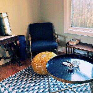 Easy Chair, Ottoman + Coffee Table