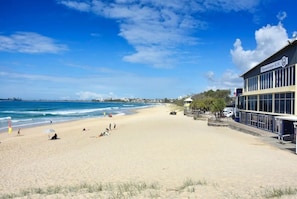 Walk across the park opposite the apartment and on to Maroochydore Beach