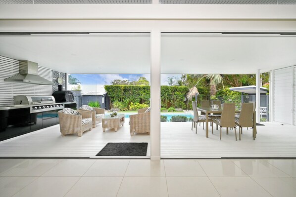 Outdoor area overlooking the pool