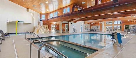 Pool, hot tub, and splash pad access are included in your stay