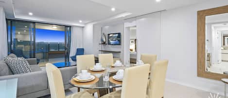 Share sumptuous meals with the family in this sophisticated dining area
